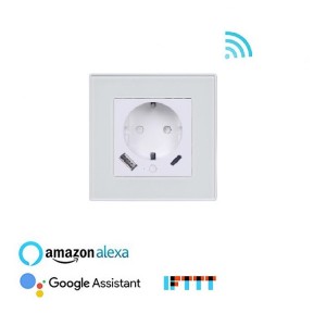 Free sample for Wholesale UK EU Us Tuya Smart WiFi IP65 Outdoor Waterproof Wall Power Socket 16A Double Socket Work with Alexa Google Home