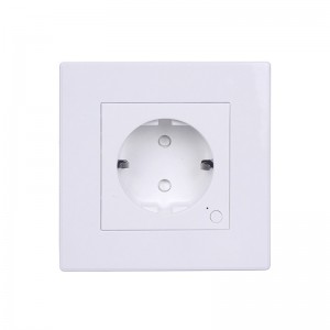 Tuya WiFi Smart in wall socket with power meter, PC or Tempered glass frame, EU plug