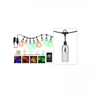 Outdoor wholesale Wifi Rgbic String Light Waterproof IP65 for Patio, 10 RGB Dimmable Bulbs