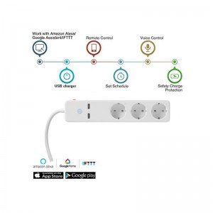 China OEM China Us Standard WiFi Smart Power Strip with 4 USB Ports and 4 Smart AC Plugs for Multi Outlets Compatible with Alexa and Google Home