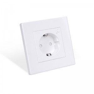 Factory Cheap EU Standard Tuya Smart WiFi Socket Outlet 16A Power Monitor Timing Voice Remote Control Crystal Glass Panel Wall Power Socket