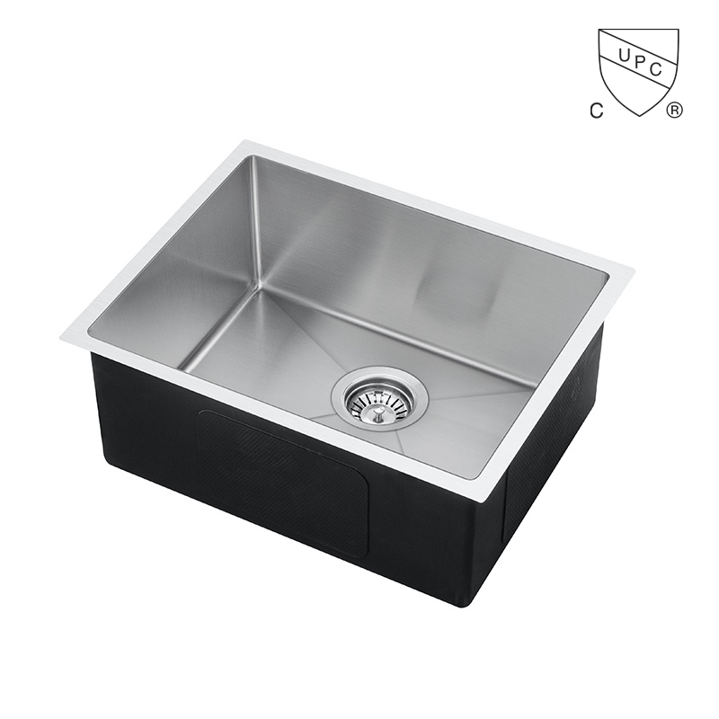 Топла распродажба рачно изработен cUPC SUS304 Мијалник од не'рѓосувачки челик со еден сад за кујнски мијалник / Мијалник за шипка за проектна и домашна употреба