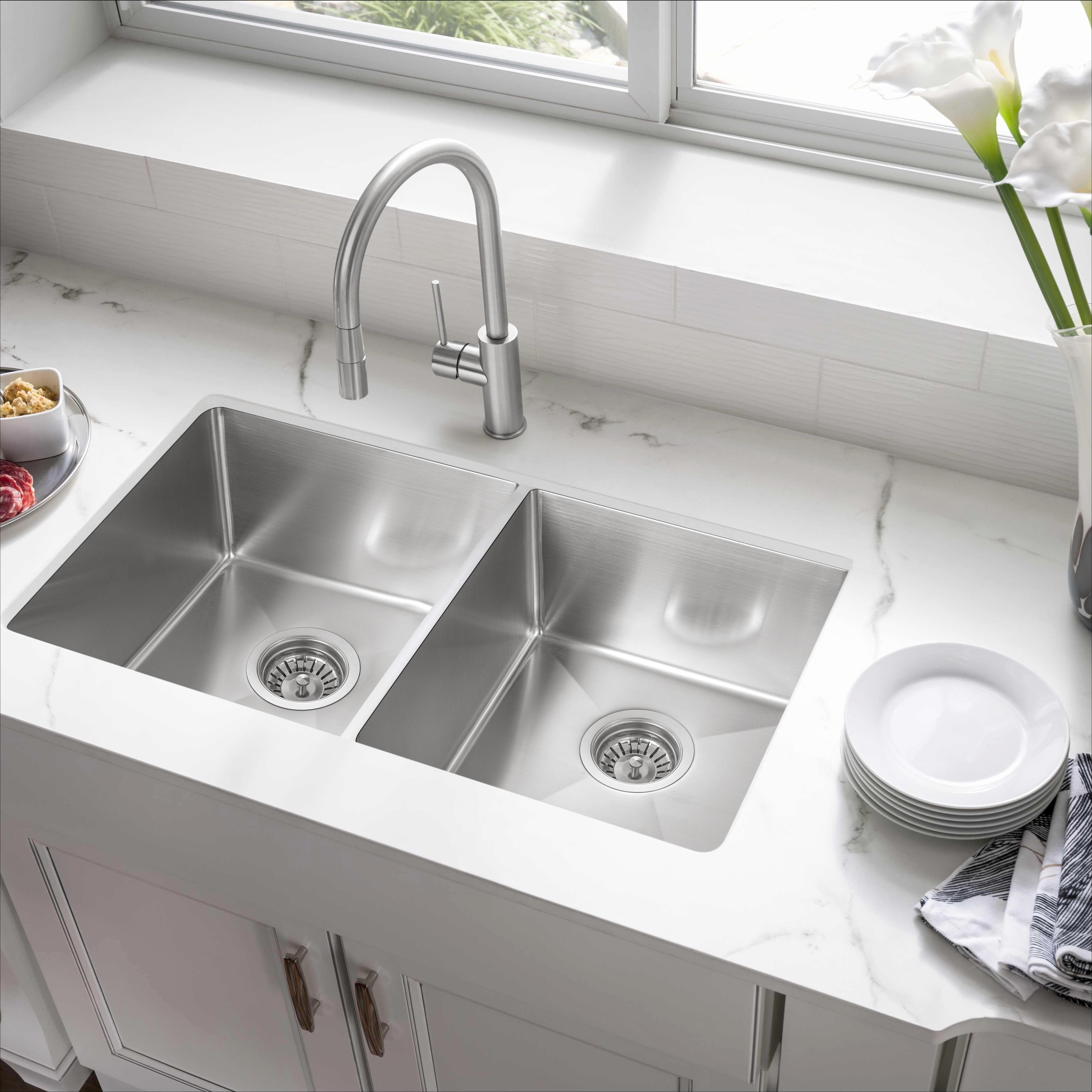 Рачно изработен SUS304/316 од нерѓосувачки челик со двоен сад за кујнски мијалник за проектна и домашна употреба