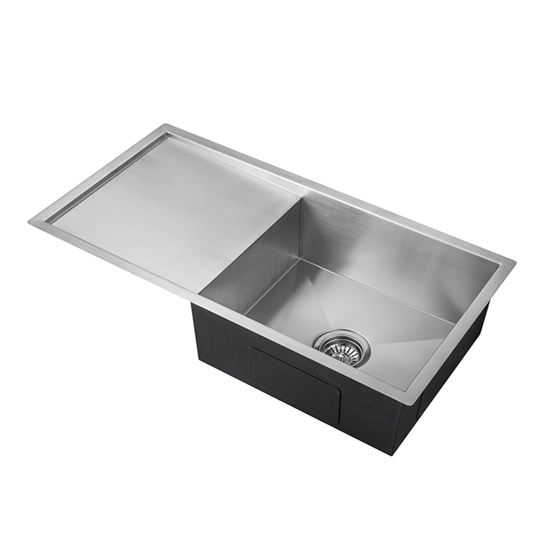 Penjualan Panas Stainless Steel 304 Buatan Tangan Undermount/Topmoount Kitchen Sink Mangkuk Tunggal/Mangkok Ganda dengan Drainboard Gambar Unggulan