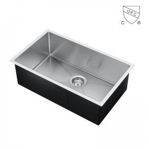 Penjualan panas buatan tangan cUPC SUS304 Stainless Steel Single Bowl Sink pikeun Dapur Sink / Bar Sink pikeun proyék sareng panggunaan bumi