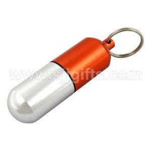 Aluminium Pill Case nrog Keychain