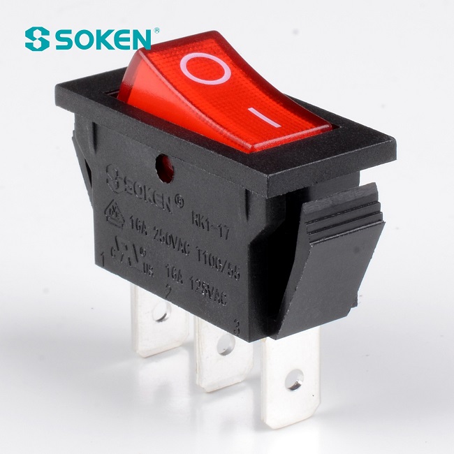 Soken Rk1-17A 1X1n Interruptor basculante iluminado encendido rojo apagado
