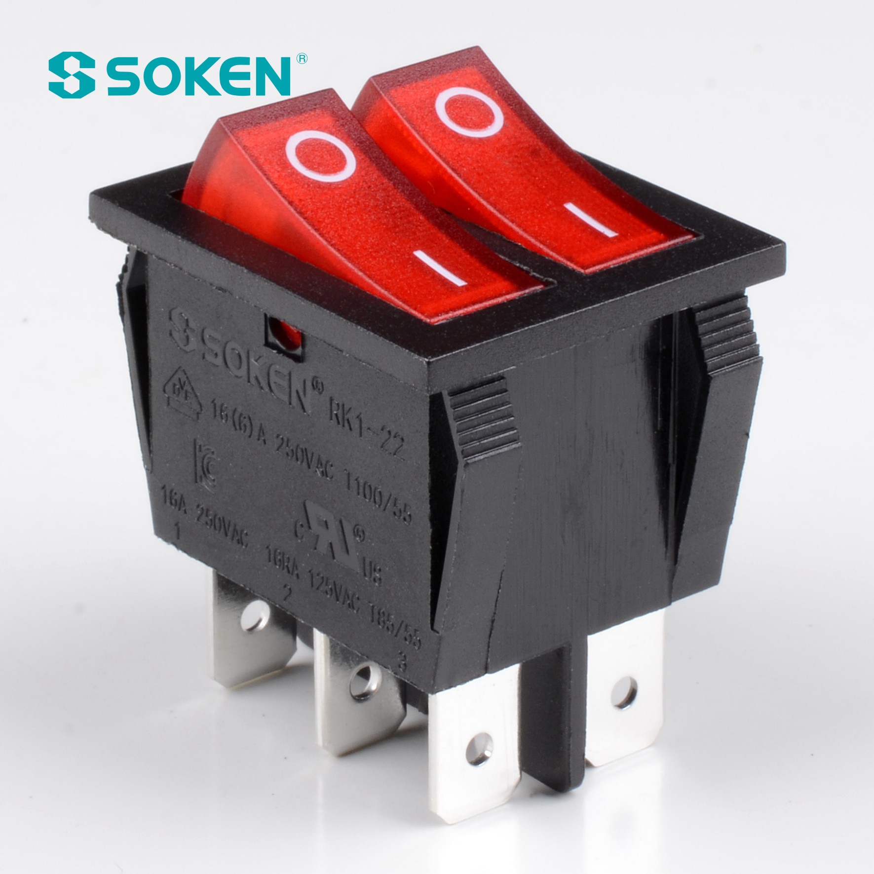 Soken Rk1-21 уключаны выключаны двухкулісны пераключальнік з падсветкай
