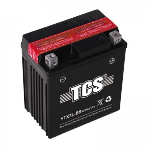 Batterie sans entretien chargée à sec TCS pour moto YTX7L-BS