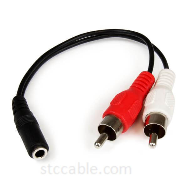 Cable de audio estéreo de 6 pulgadas: hembra de 3,5 mm a 2x RCA macho