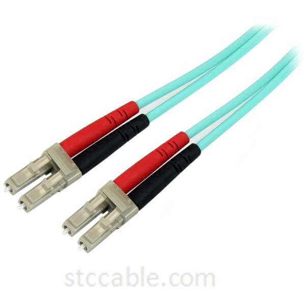 Aqua OM4 Duplex Multimode Fiber Optic Cable – 100 Gb – 50/125 – LSZH – LC/LC – 2 m