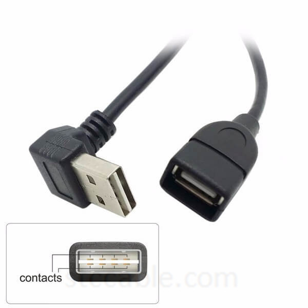 Reversible Design Up & Down Angled 90 Degree USB Extension Cable