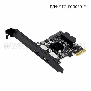 PCIE to 2 Ports USB 3.0 Type-A and USB 3.0 20Pin Motherboard Header Expansion Card