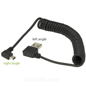 USB 2.0 Male to MINI USB 2.0 Male 90 Degree Angle Retractable Data Charging Cable