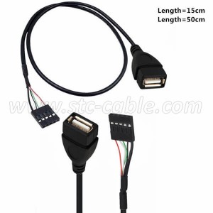 USB 2.0 Type A Female to Dupont 5 Pin Female Header Motherboard Cable