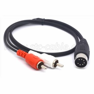 7 Pin DIN Male to 2 RCA Male Audio Cable