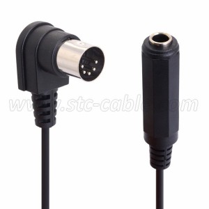 90 Degree Right Angle MIDI Male to 6.35mm Female TRS Stereo Audio Cable