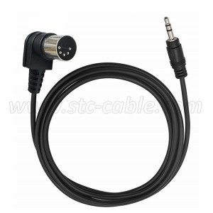 90 degree 5 Pin Din Plug To 3.5mm Stereo Jack Plug Audio Cable