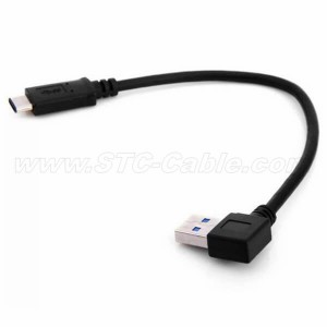 Right Angle USB 3.0 Type-A to USB3.1 Type-C data and charge cable
