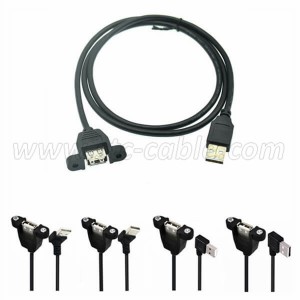 USB 2.0 Extension Cable With Panel Mount Holes