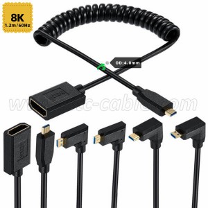 8K Coiled Micro HDMI to HDMI Female Extension Cable