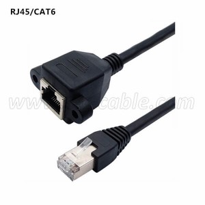 Cat6 RJ45 Ethernet Extension Cable With Screw Panel Mount