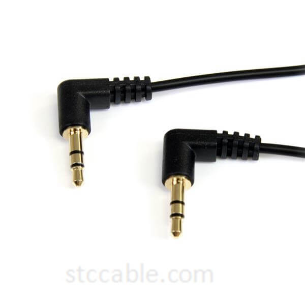 Cable de audio estéreo delgado de 3,5 mm en ángulo recto de 3 pies, macho a macho
