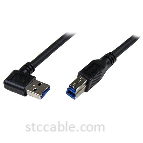 1m Black SuperSpeed USB 3.0 Cable – Right Angle A to B – Male to male