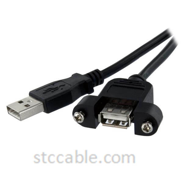 3 ft Panel Mount USB Cable A to A – Fmale to male