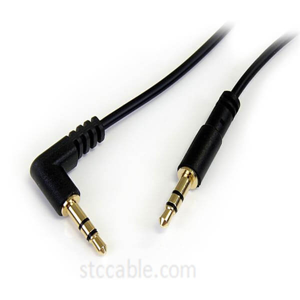Cable de audio estéreo delgado de 3,5 mm a ángulo recto de 3 pies, macho a macho