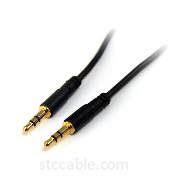 Cable de audio estéreo delgado de 3,5 mm de 1 pie, macho a macho