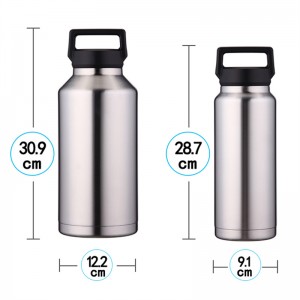 1L 33oz ሙቅ ሽያጭ BPA ነፃ ቴርሞስ ሙቅ እና ቀዝቃዛ የመጠጫ ጠርሙሶች የሙቀት ቫክዩም ብልጭታ