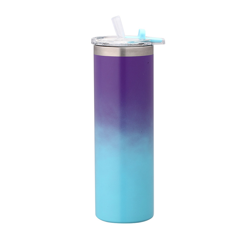 Двуслойна чаша от неръждаема стомана 304 с капак от 530 мл с преливащ цвят