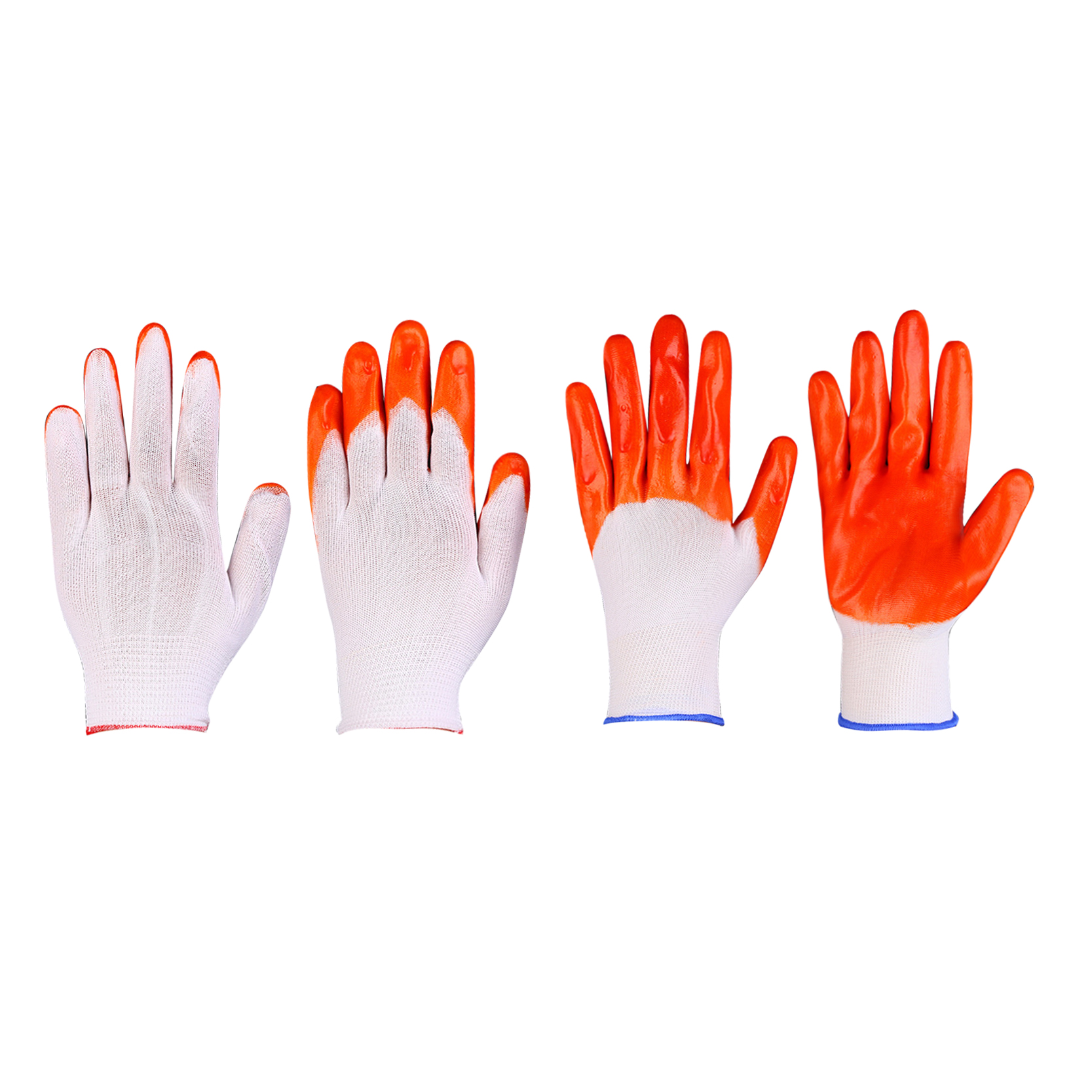 Оранжеви найлонови плетени защитни работни ръкавици с PVC покритие