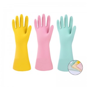2021 New Style Household Gloves Yellow - Custom Color Reusable Waterproof Rubber Kitchen Soft Cotton Flock Lining Cleaning Dishwashing Household Latex Gloves – Red Sunshine