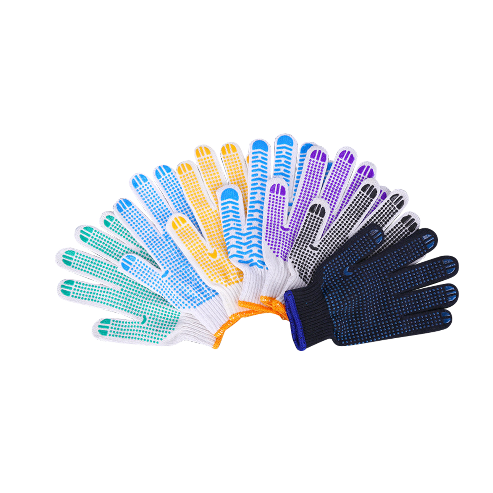 Kvalitné modré rukavice z PVC s bodkami Vodotesné bezpečnostné pracovné rukavice z priemyselnej bavlny