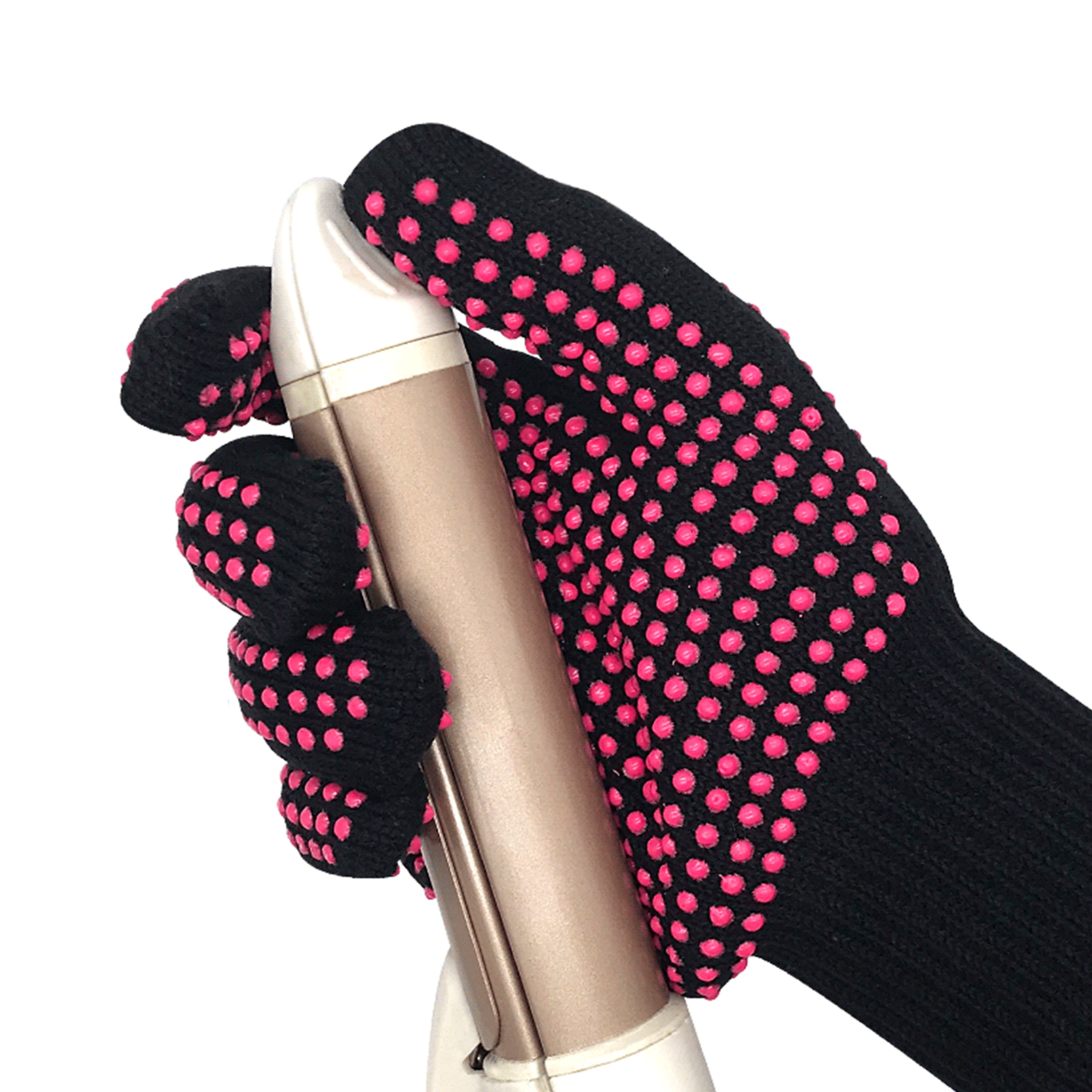 Protección de mans de moda Luvas resistentes ao calor da vida diaria para o peiteado con puntos de PVC revestidos
