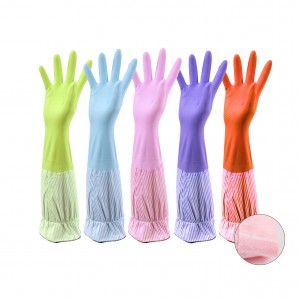 Gumové latexové rukavice Čisté dlhé rukavice Zimné pracovné bezpečnostné rukavice Žena Čisté náradie Vodotesné umývanie riadu pre domácnosť
