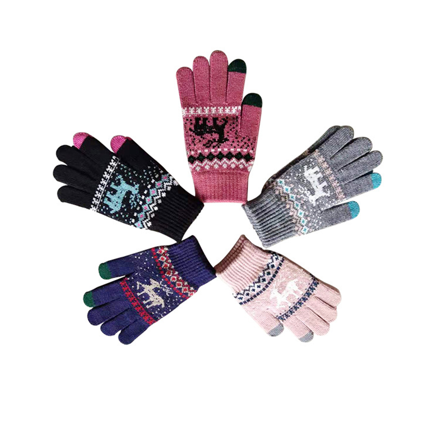 Персонализирано лого Зимни плетени ръкавици Сензорен топъл термален мек еластичен маншет Текстови съобщения Противоплъзгащи се ръкавици за жени Мъже