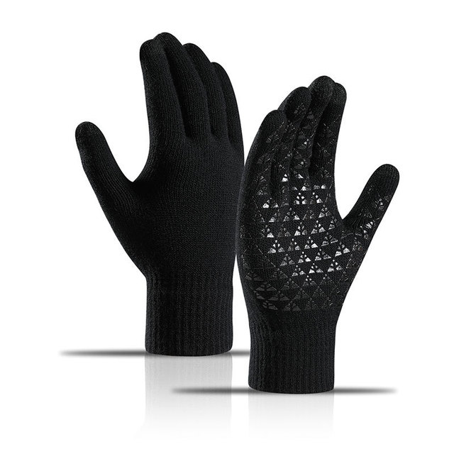 Windproof Warm Knit Anti Slip Sportsscreen Touching Texting Driving Cycling Touch Screen Winter Knitted Gloves