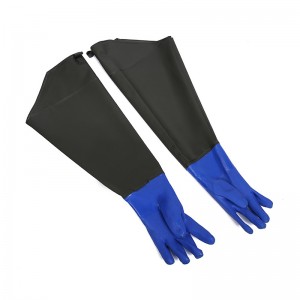 Extra dlouhé gumové rukavice, chemicky odolné rukavice PVC opakovaně použitelné odolné voděodolné rukavice s bavlněnou podšívkou protiskluzové