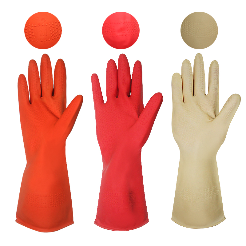 3-farebné latexové domáce rukavice na čistenie Vodotesné