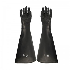 Priemyselný čierny latex s časticami Anti-silp odolný voči olejom kyselinám odolný základ Dlhé pieskovacie bezpečnostné ochranné rukavice