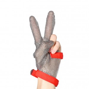 Stainless Steel 3 Finger Gloves With Stainless Steel Strap / Safety Buther Gloves