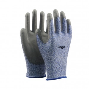 Txiav Resistant Hppe Industrial Pu puv Coated hnab looj tes Garden Work Anti Cut Gloves