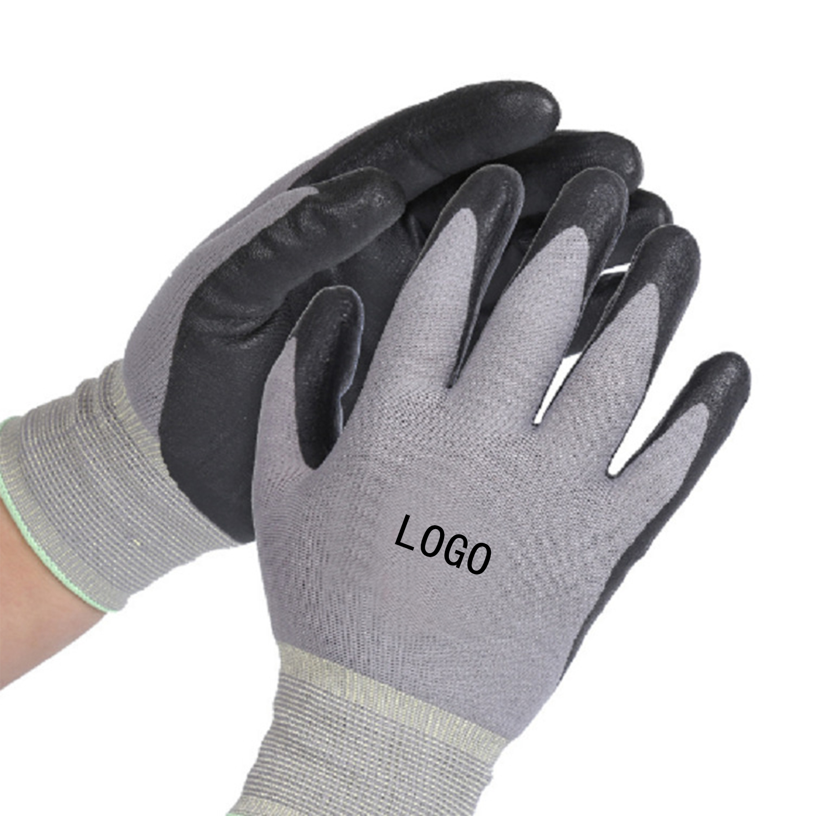 Guantes De Nitrilo Luvas Hppe Fiber Knit Устойчиви на рязане Защитни работни ръкавици с черно нитрилно покритие