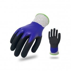 13g industrial glass fibre black nitrile coated anti-cut glove