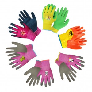 Mga Makukulay na Guwantes sa Paghahalaman ng mga Bata na Pinahiran ng Rubber Safety Working Gloves