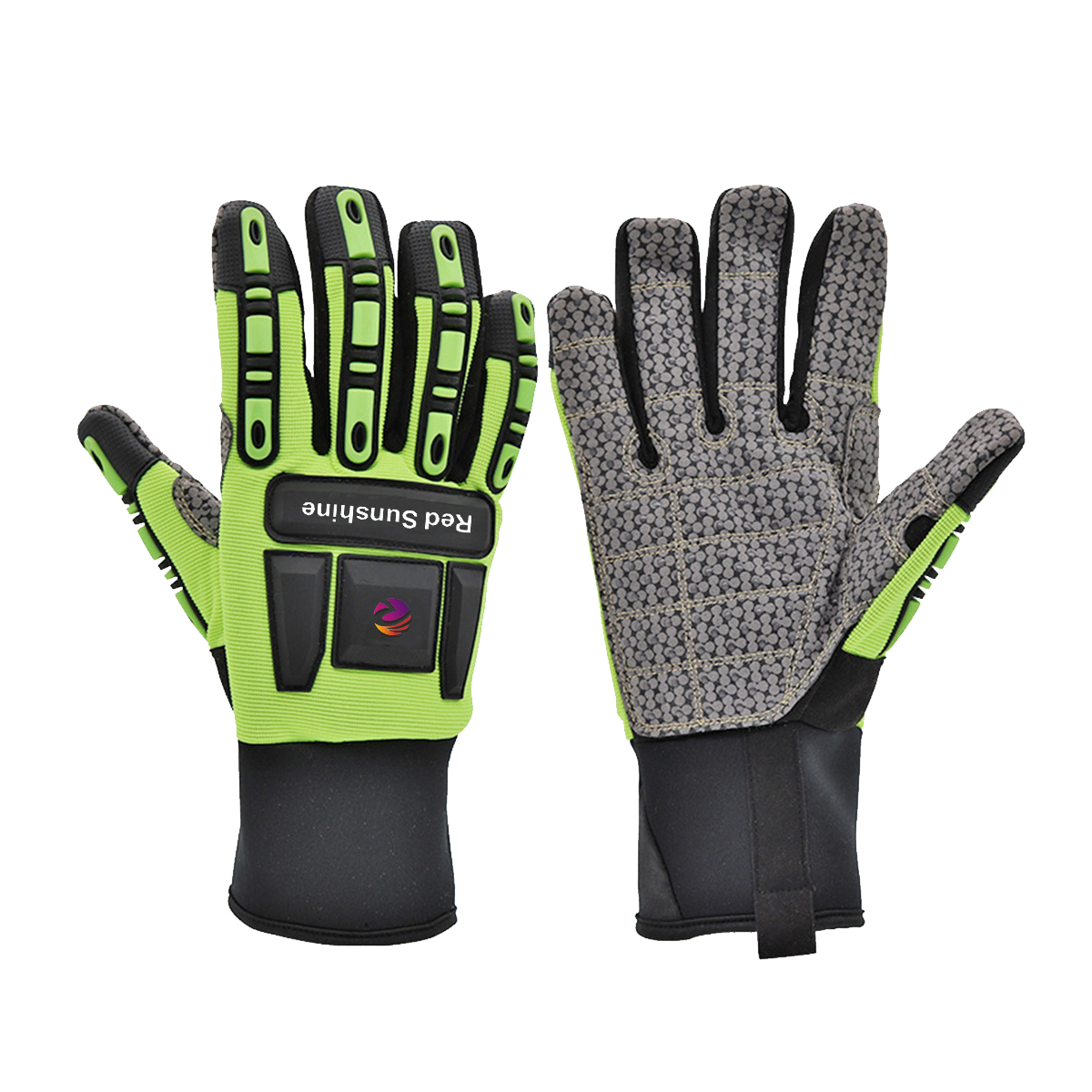 Hochwertige silikonbeschichtete Handfläche Schlagfeste Handschuhe TPR-Arbeitsmechaniker-Schutzhandschuhe Öl- und Gashandschuhe