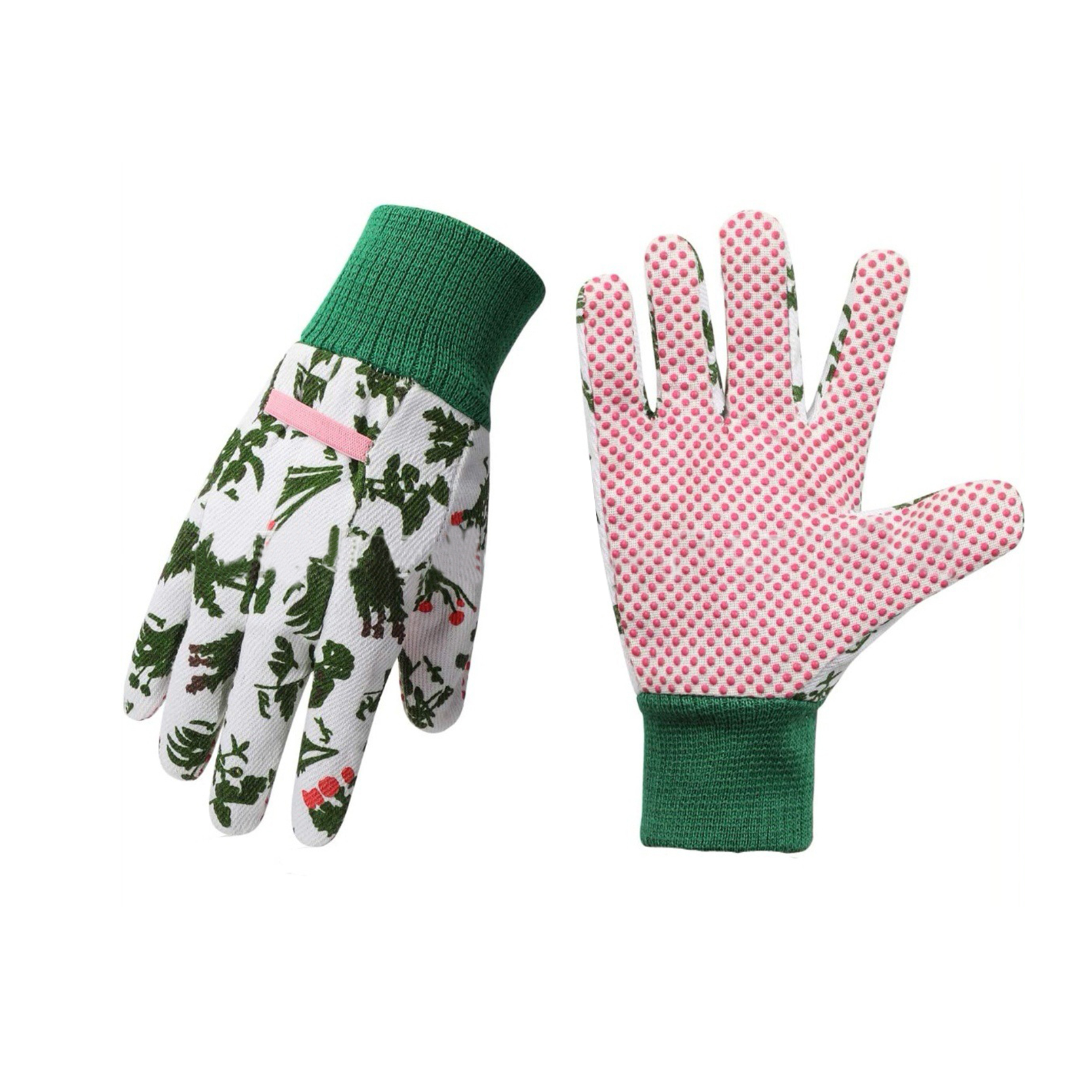 Günstiger Preis PVC gepunktete Baumwollgewebe Gartenarbeitshandschuhe für Frauen